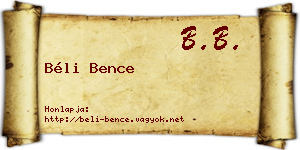 Béli Bence névjegykártya
